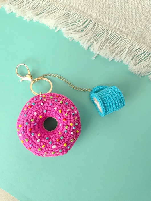 breloki Szydełkowy brelok Donut i kawa