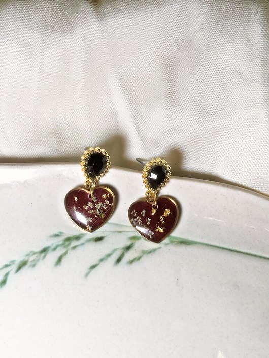 kolczyki z żywicy Piękne kolczyki Bordowe Serca