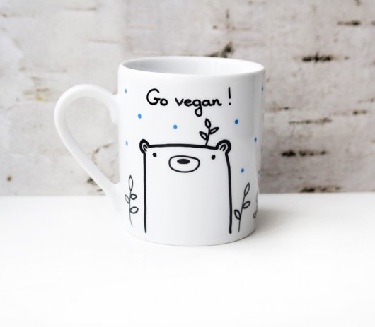 Go vegan! - porcelanowy kubek z Misiem miamilu
