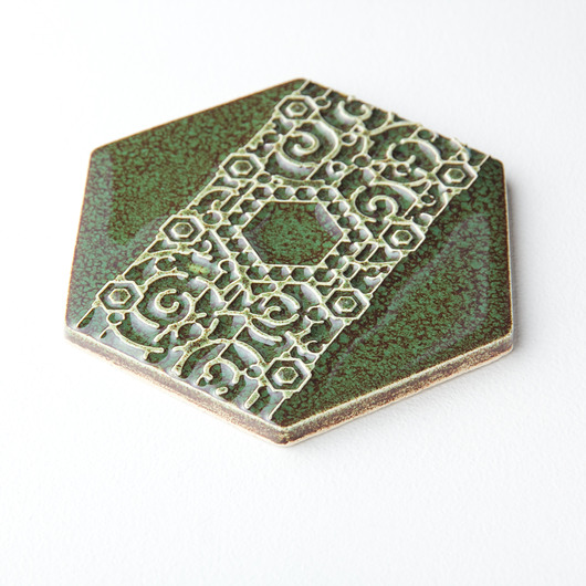 podkładki do kuchni Podstawka ceramiczna pod kubek,zielono-brązowa, podkładka, wz.5