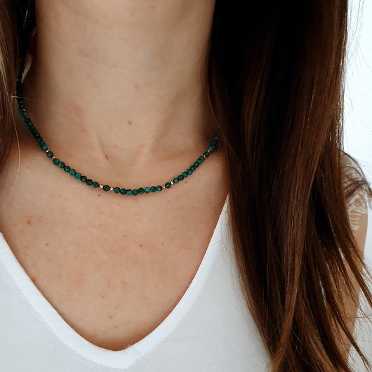 naszyjnik z malachitu LEI handmade 