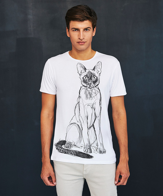 t-shirty męskie Siamese Cat Men's T-shirt white