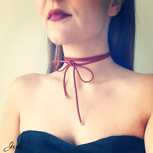 chokery RED LEATHER-  choker