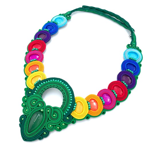 kolie Naszyjnik sutasz kolorowy wiosenny kolia handmade z agatem Primavera