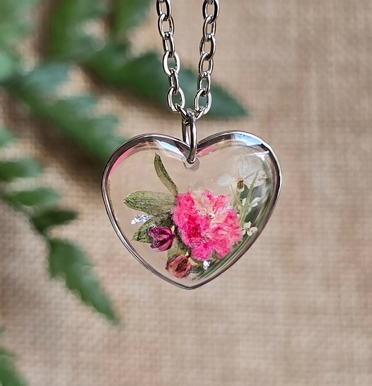 wisiory Srebrna zawieszka wisiorek kwiaty serce serduszko różowa