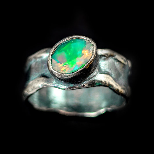 pierścionki srebrne Opal tęczowo