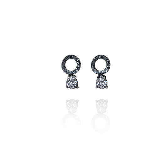 Grafitowe małe kolczyki kółka - GLORIA KOS jewellery