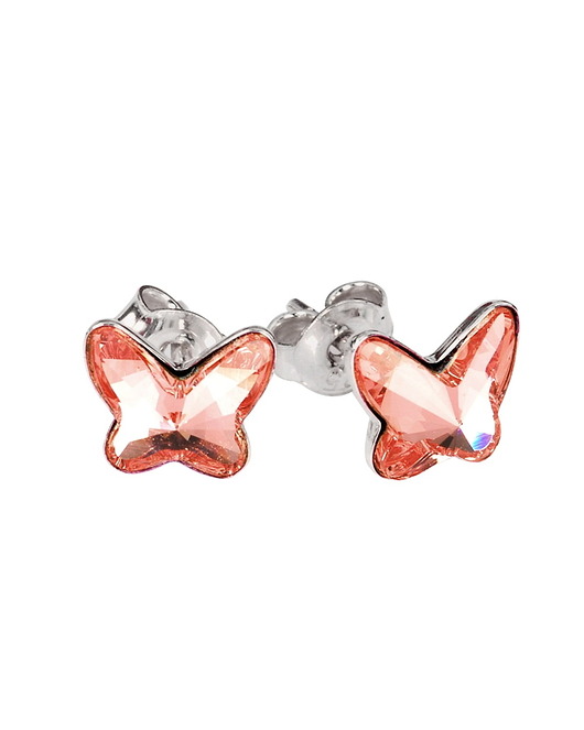 Kolczyki srebro brzoskwiniowe motyle Swarovski KOM Biżuteria
