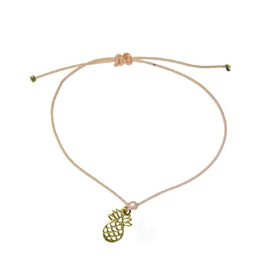 łososiowa bransoletka z pozłacanym ananasem pena jewels