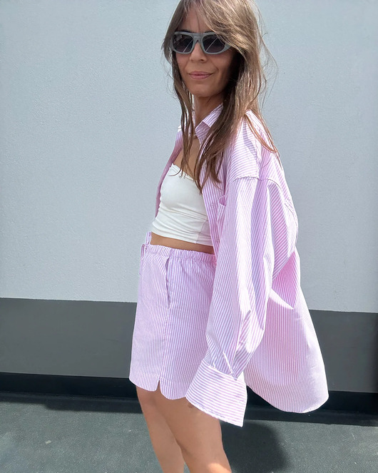 koszule damskie  Koszula Calm oversize pastel pink stripes