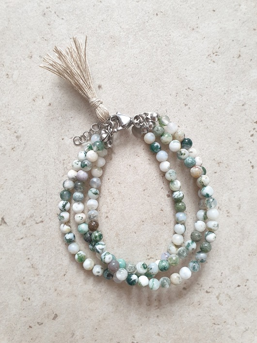 bransoletki z kamieni naturalnych Bransoletka BOHO z agatem mszystym