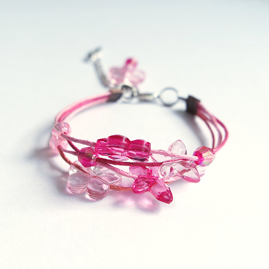 bransoletki na sznurku Bransoletka - Różowe motyle - sznureczki