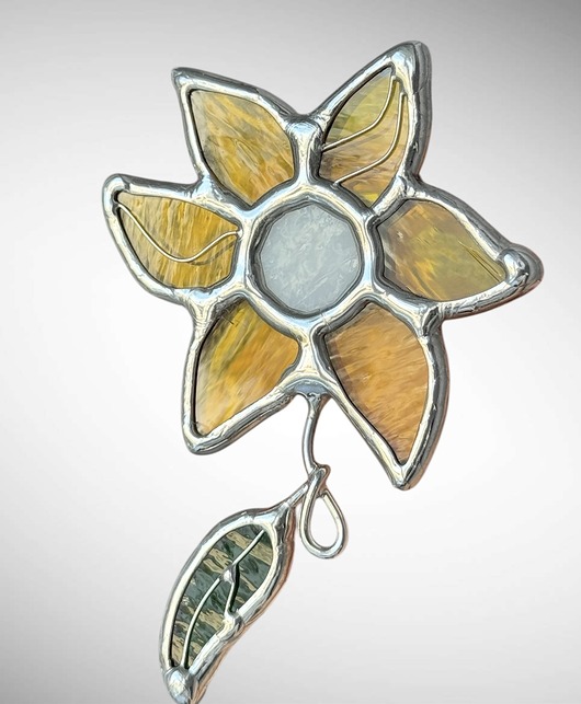 broszki Żółta broszka witrażowa Tiffany Kwiat Słonecznik