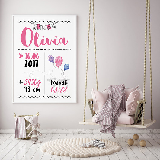 Plakat Metryczka 50x70cm B2 HOG STUDIO