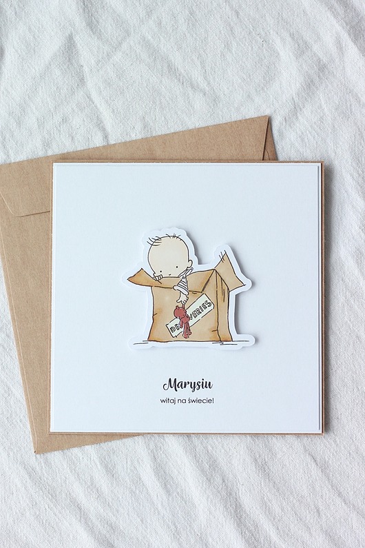 kartki scrapbooking Przesyłka. Kartka z okazji narodzin dziecka