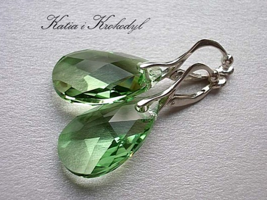 KLIPSY kryształ SWAROVSKI MIGDAŁY PERIDOT Katia i krokodyl