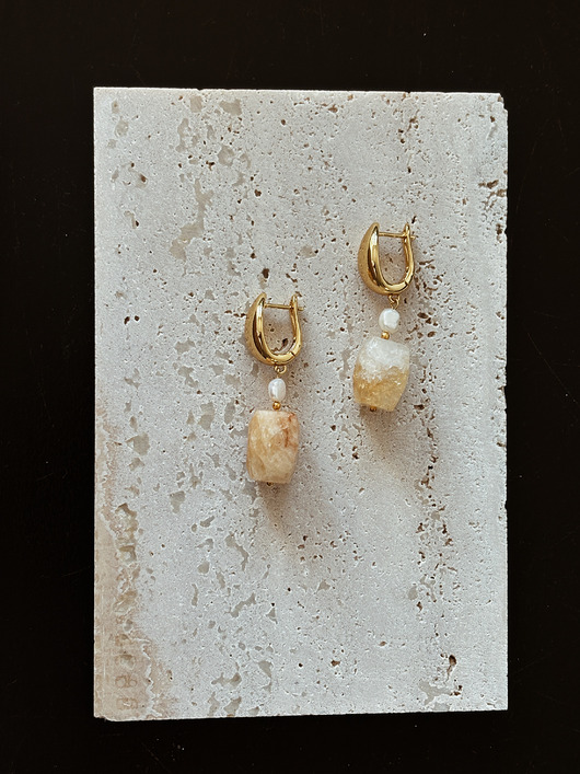 kolczyki z mosiądzu Kolczyki  z cytrynem