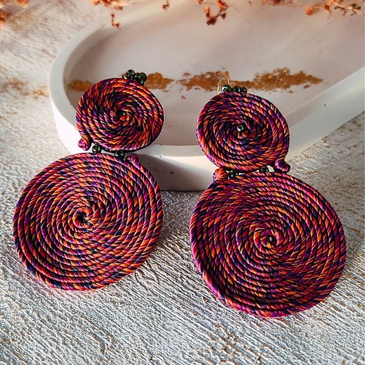 kolczyki soutache Kolczyki wielokolorowe koła lekkie