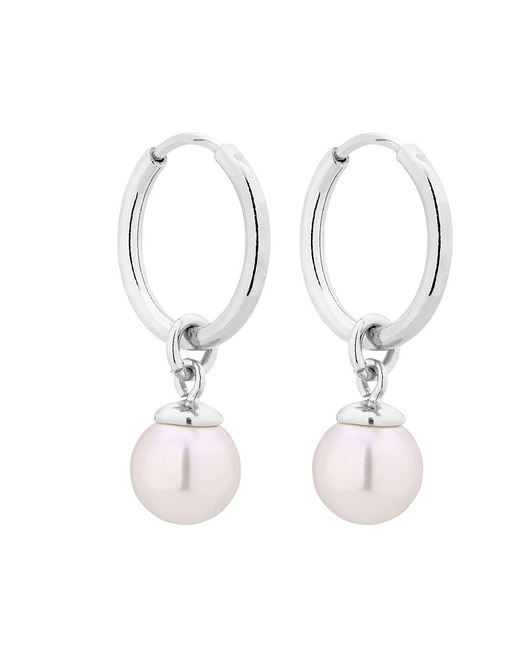 kolczyki srebrne Srebrne kolczyki z białymi perłami SWAROVSKI CRYSTAL