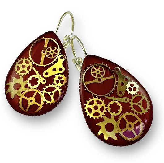 kolczyki z żywicy KOLCZYKI - łezki (red) VI