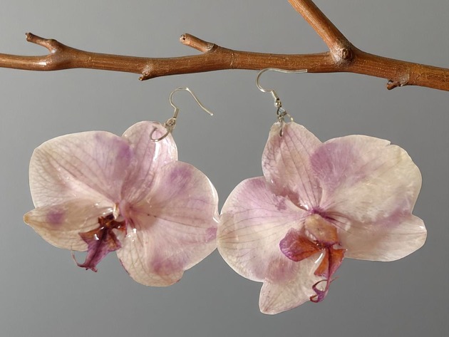 kolczyki z żywicy Kolczyki z kwiatów orchidei