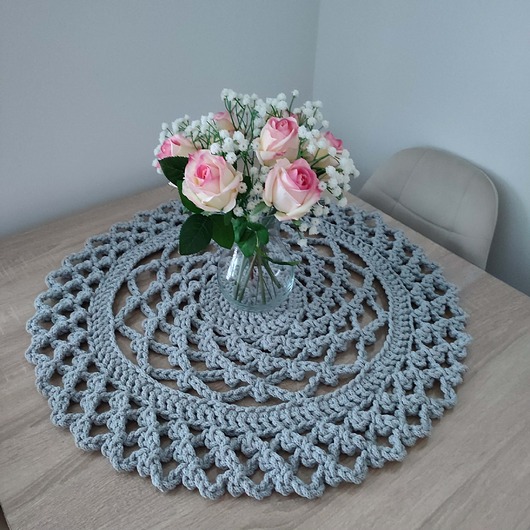 obrusy i serwetki Serweta dekoracyjna szydełkowa ze sznurka 65cm