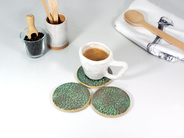 podkładki do kuchni Złoto-zielone ceramiczne podkładek na stół