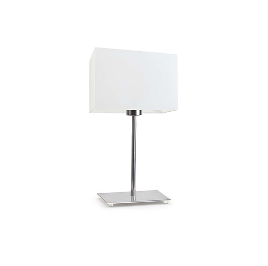 lampy stołowe Chromowana lampka nocna do sypialni z białym abażurem AMALFI