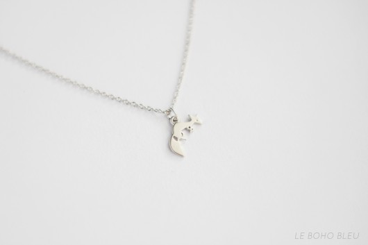srebrne naszyjniki Rhodium Plated Tiny Fox Necklace