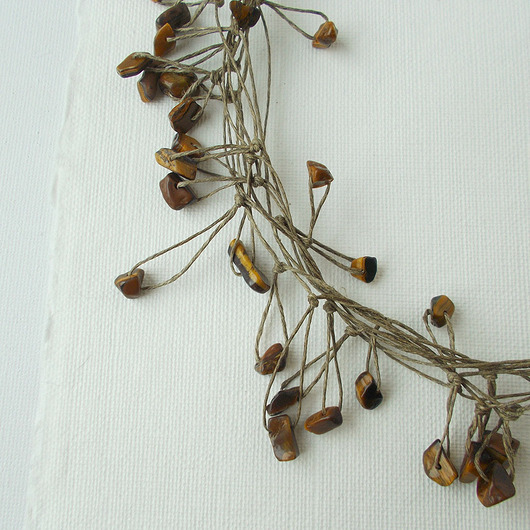 kolie Tygrysie oko Naszyjnik lniany Unikat