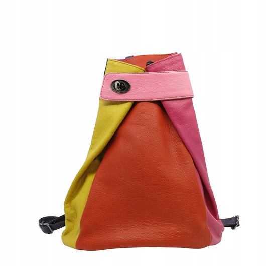 plecaki Plecak damski klasyczny skórzany kolorowy regulowane szelki kieszeń OLIVKA