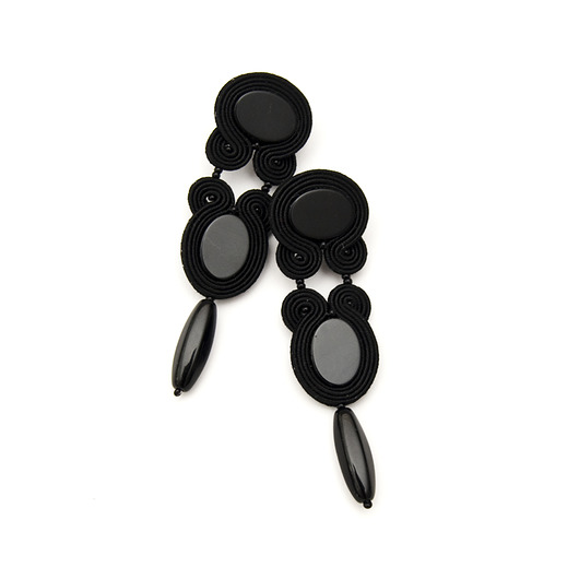 Długie czarne kolczyki soutache maanuela
