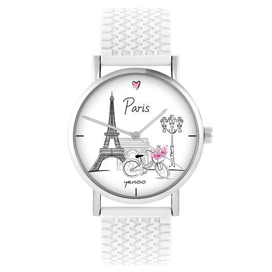 zegarki damskie Zegarek - Paryż - silikonowy, biały