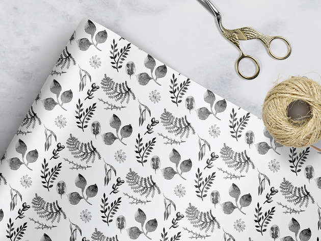 papier do pakowania - floral 028 white Wrap and Pack