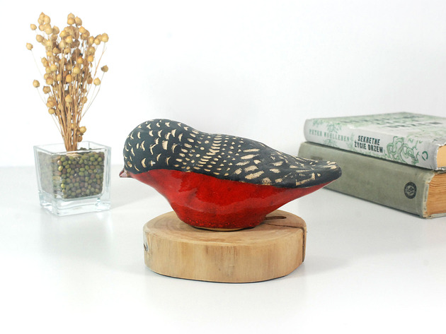 figurki i rzeźby Ceramiczna ptak - dekoracja półki, stołu