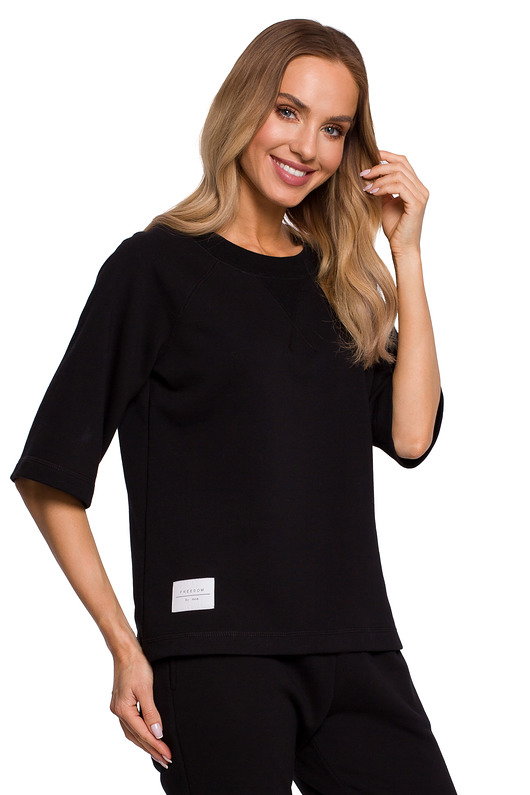 Bluza z krótkimi rękawami-czarna(M-584) MOE