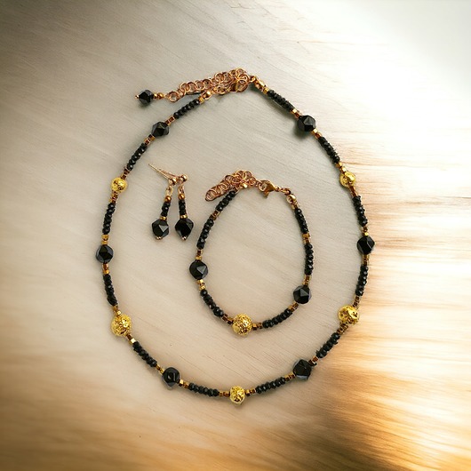 komplet biżuterii KOMPLET naszyjnik, bransoletka, kolczyki GLAM :: krótki naszyjnik