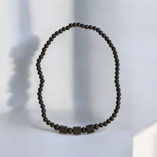 biżuteria męska Naszyjnik MĘSKI : czarny turmalin & lawa