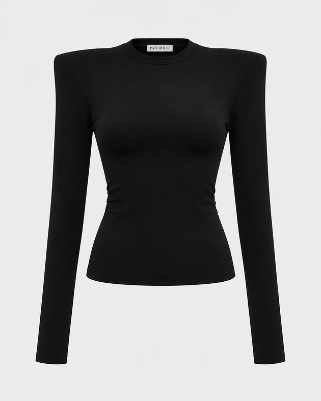 bluzki z długim rękawem damskie Longsleeve Close Crew Neck Black 
