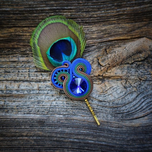 biżuteria różna Peacock Eye- wsuwka soutache