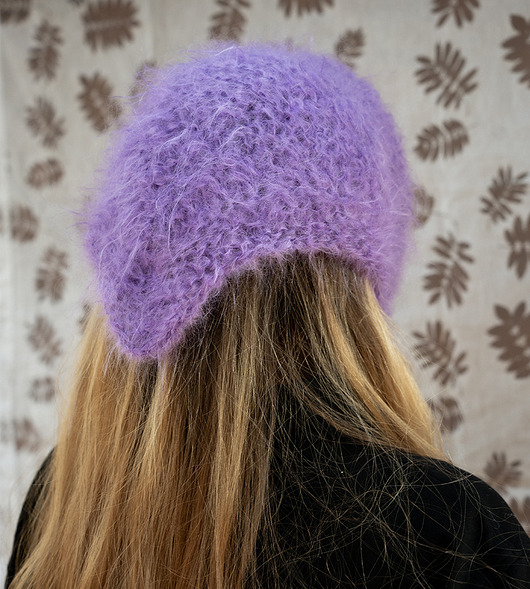 czapki damskie Babuszka liliowy puch