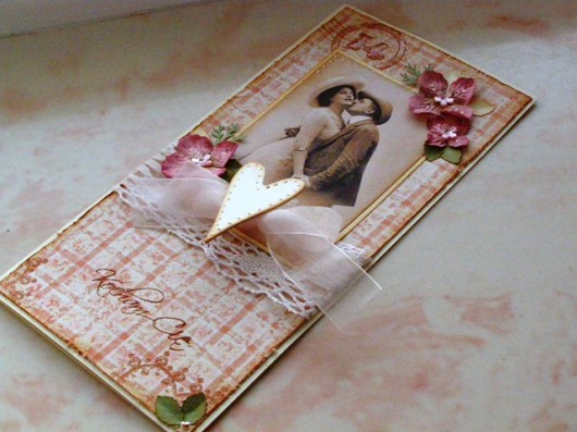 W stylu retro - kartka na Walentynki Z Papieru Tworzone
