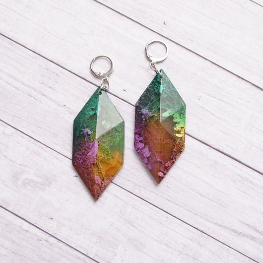 kolczyki z żywicy S A L E : UNIKATOWE kolczyki - INKY colors