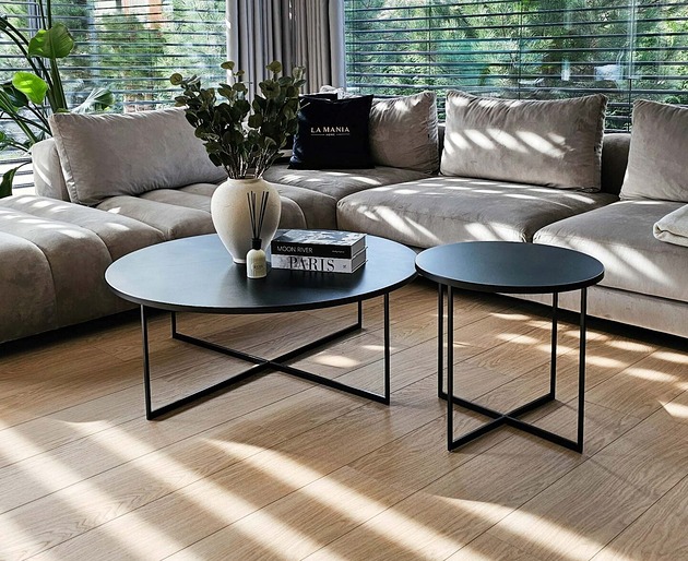 stołki Okrągły czarny stolik kawowy SIMPLE 100 cm