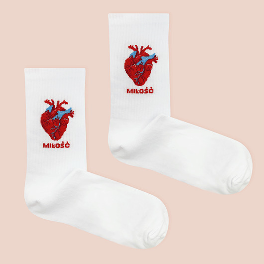 skarpetki męskie Skarpetki Sportowe Kardio Serce Białe