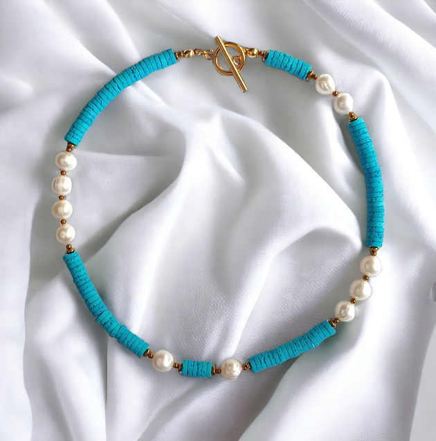 kolie Naszyjnik : kolekcja summer ocean :: PERŁY & LAWA turkusowa