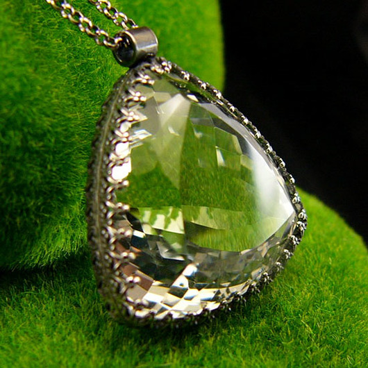 wisiory Naszyjnik Lodowy Triangle - Kryształ Górski Srebro - Unikat