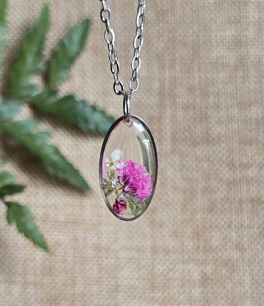 wisiory Srebrny wisiorek prawdziwe kwiaty różowe