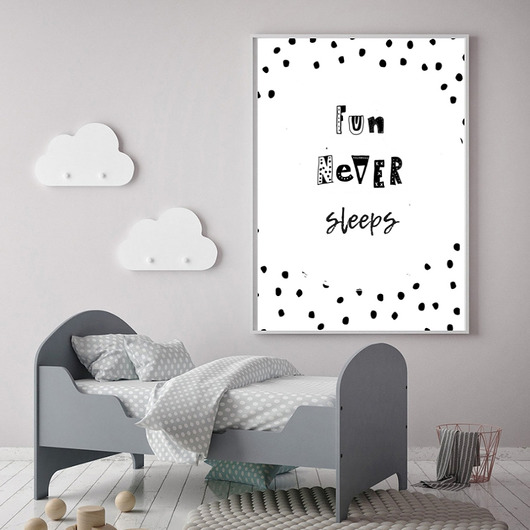 fun never sleeps Skandynawski plakat  Plakatowka