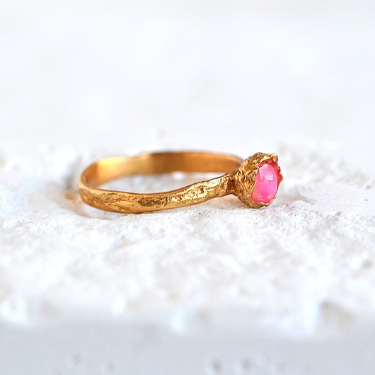 pierścionki złote Pierścionek z Opalem Różowym